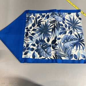 Blue Tropical Print Table Runner